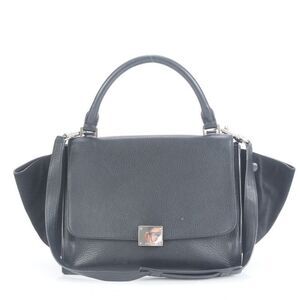 Celine Trapeze Small Leather 2WAY Shoulder Bag Shoulder Tote Hand Black Women's